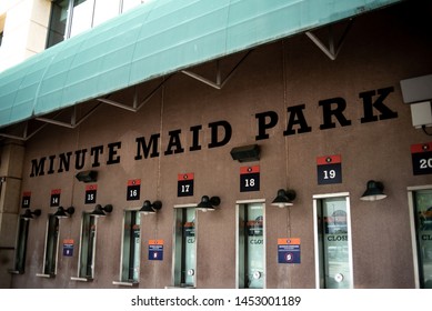 Houston, Texas/USA - July 16, 2019: Minute Maid Park Ticket Booths.