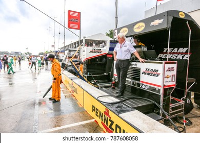 Houston, Texas/USA - June 28, 2014: Houston, Texas Indy Race With Roger Penske In The Pit Area.