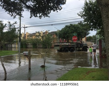 Houston, TX August 30th 2017:Hurricane Harvey Aftermath Rescue Effort