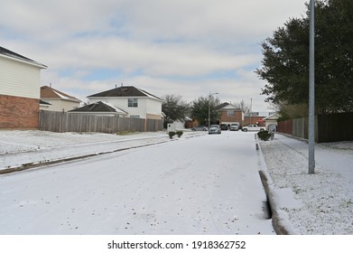 Houston, TX - Feb 15, 2021: Winter Storm In Houston TX On Feb 2021