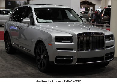 Houston, TX - January 20 2021 - The 2019 Rolls Royce Cullinan On Display At The 2021 Houston Summer Auto Show.