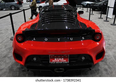 Houston, TX / United States - January 26 2020: The 2020 Lotus Evora GT on display at the Houston Auto Show.
