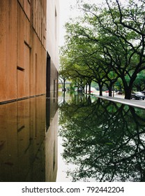 Houston, TX / USA - December 2017: Reflections Outside Museum Of Fine Art, Houston