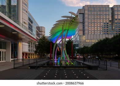 Houston, TX USA - June 25th, 2021: George R Brown Convention Center Downtown At Sunset