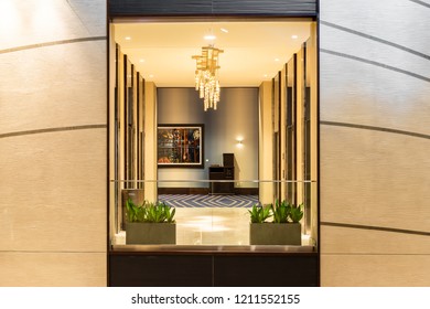 HOUSTON, TX, USA - SEPTEMBER 10, 2018: The Marriott Marquis is a Four Diamond hotel featuring total 30 floors with different sets of elevators. The decor and architecture are beautiful throughout.