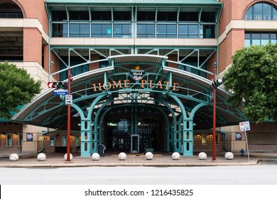 HOUSTON, TX, USA - SEPTEMBER 10, 2018: Minute Maid Stadium, home to the MLB's Houston Astro's, was built in 2000 and has a capacity of 41,168 for their baseball games, events, festivals, and concerts.