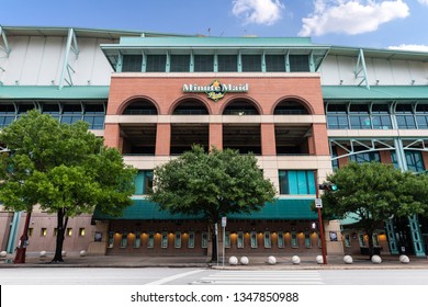 HOUSTON, TX, USA - SEPTEMBER 11, 2018: Minute Maid Stadium, home to the MLB's Houston Astro's, was built in 2000 and has a capacity of 41,168 for their baseball games, events, festivals, and concerts.