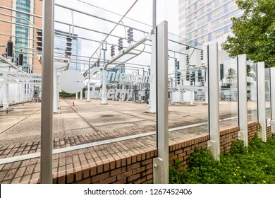 HOUSTON, TX, USA - SEPTEMBER 12, 2018: A CenterPoint Energy Sub Station Providing Power To Downtown Houston. CenterPoint Energy Is An Electric And Natural Gas Utility Provider In The United States.