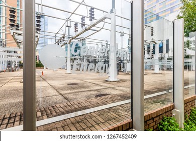 HOUSTON, TX, USA - SEPTEMBER 12, 2018: A CenterPoint Energy Sub Station Providing Power To Downtown Houston. CenterPoint Energy Is An Electric And Natural Gas Utility Provider In The United States.