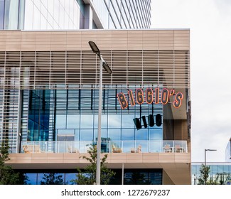 HOUSTON, TX, USA - SEPTEMBER 12, 2018: Biggio's is a sports bar restaurant that's located inside of the Marriott Marquis and named after Craig Biggio, a Hall of Famer from the Houston Astros.