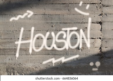 Houston Word Graffiti Painted On Wall