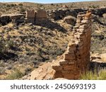 Hovenweep National Monument in Utah. Square Tower ancestral Puebloan village of dwellings along the Little Ruin Canyon. Stronghold House and Twin Towers. 