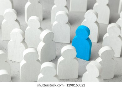 How To Choose A Leader From The Crowd Of Staff. Lot Of People And One Special Employee. Staff Recruitment.