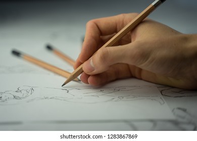 How To Draw Class Of Many Figure Drawing Pencil And Marker Sketches. The Artist Worskspace With Drawings And Pencils On The White Paper, Art, Craft, Creativity, Inspiration, Concepts