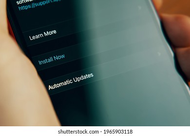 How To Install Now New IOS Software Update For IPhone Apple Device For New Features And Bug Fixes. Bishkek, Kyrgyz Republic - December 9, 2020 