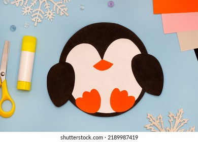 How To Make Funny Penguin Winter Craft Of Color Paper. Original Project For Children. Step-by-step Photo Instructions. Step 2