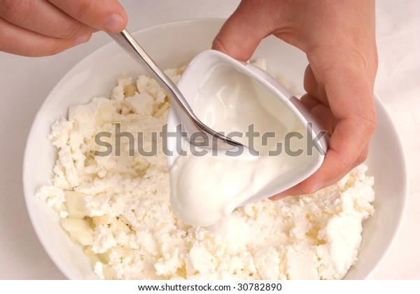 How Make Homemade Cottage Cheese Spread Stock Photo Edit Now