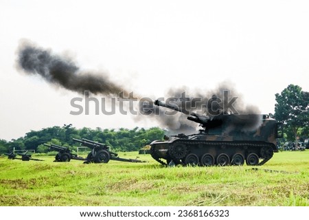 the howitzer's thunderous 105mm cannon fire
