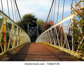 Howley suspension bridge victoria park, Warrington town England.