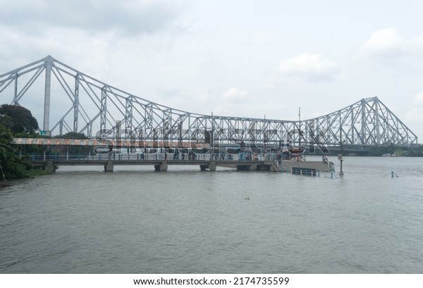 The Howrah Bridge, a balanced attached\
cantilever bridge covering over the Hooghly River in West Bengal,\
India, South Asia Pacific June 28,\
2022