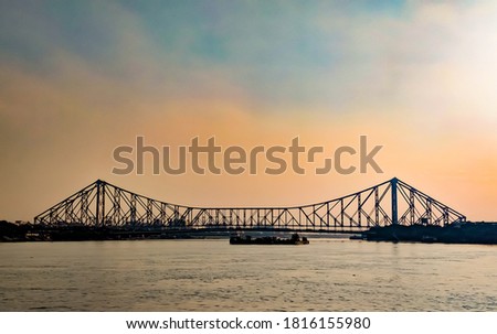 howrah bridge iconic kolkata with blank space for text