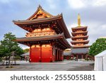 Hozomon gate and Pagoda of Senso-ji temple in Asakusa, Tokyo, Japan