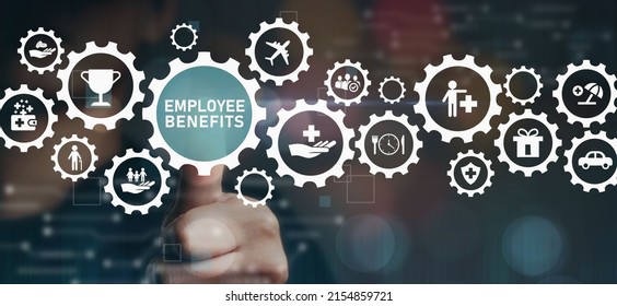 HR Concept, Employee Welfare Welfare And Compensation Health Insurance Pension Plan Vacation Parental Leave Human Resources And Awards Management With Sprocket Icon