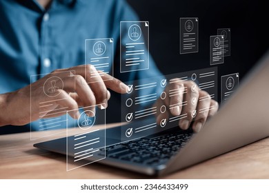 HR or Hiring Human Resources. Selective new career recruitment sites. recruiting with online technology. unemployment finding job search for resume register job interview, find your career - Shutterstock ID 2346433499