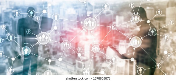 HR Human resources management peoples relation organisation structure virtual screen mixed media double exposure - Shutterstock ID 1378805876