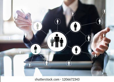 HR Human resources management. Recruitment, Hiring, Team Building. Organisation structure. - Shutterstock ID 1206672343