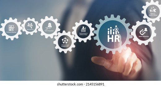 HR, People analytics concept. Transforming HR landscape to achieve sustainable business success. Deeply data driven and goal focused people processes, functions, challenges, and opportunities at work. - Shutterstock ID 2145156891