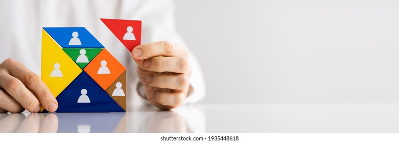 HR Recruitment Hand Making Tangram Puzzle. Talent Management - Shutterstock ID 1935448618