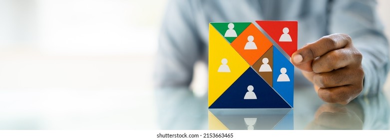 HR Recruitment Hand Making Tangram Puzzle. Talent Management - Shutterstock ID 2153663465