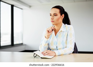 HR specialist focusing before her first job interview