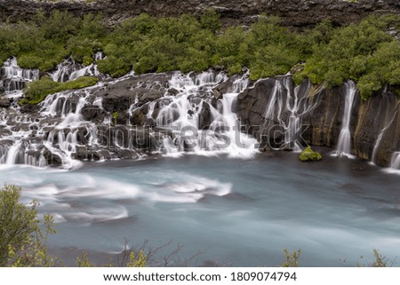 Similar – Waterfall in Iceland in cloudy weather