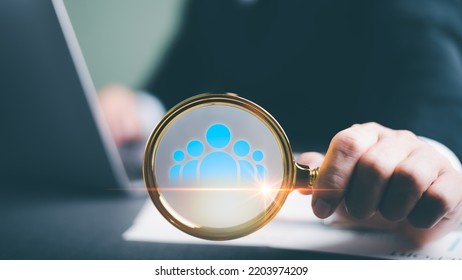 HRM Or Human Resource Management Organizational Executives Plan Success Strategies Through People. Business Development Concept By Choosing Professional Leaders, Employee Talent, Teamwork.