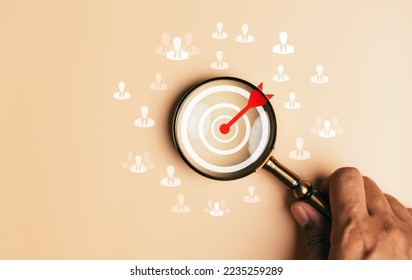 HRM or Human Resource Management, searching and accept to manager career icon which is among staff icons for human development recruitment leadership and customer target group concept. - Shutterstock ID 2235259289