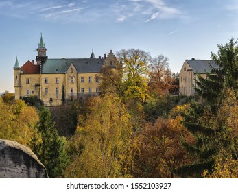 Hruba Skala, Czech Republic - October 26, 2019: Range view from a cliff to Hruba Skala castle - Shutterstock ID 1552103927