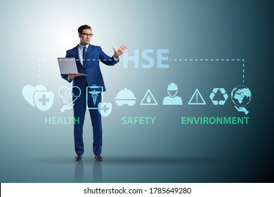 HSE Concept For Health Safety Environment With Businessman