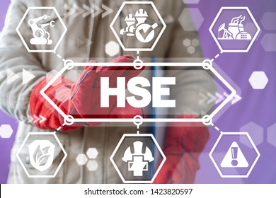 HSE Health Safety Environment Industry Concept. Safe Industrial Work And Workplace On Virtual Banner.