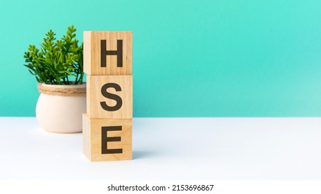 Hse - Word From Wooden Blocks With Letters. Business Concept On Green Background. Copy Space Available. Hsa - Short For Health And Safety Executive