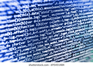 HTML website structure. Server logs analysis. Computer code data. Script procedure creating. Internet security hacker prevention. Developer working on websites codes in office. 

