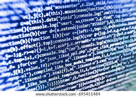 HTML website structure. Server logs analysis. Computer code data. Script procedure creating. Internet security hacker prevention. Developer working on websites codes in office. 
