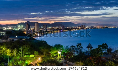 Hua Hin cityscape Thailand at twilight