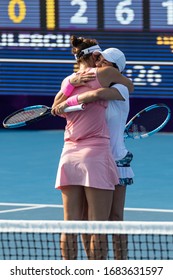 HUA HIN, THAILAND-FEBRUARY 3:Monica Niculescu of Romania embraced partner after winning final in Doubles of 2019 Toyota Thailand Open on February 3, 2019 at True Arena Hua Hin in Hua Hin, Thailand