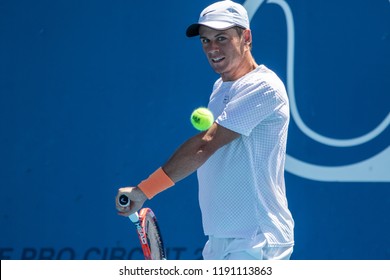 HUA HIN, THAILAND-SEPTEMBER 26:Pascal Meis of Germany returns a ball during Day 3 of ITF Thailand Pro Circuit on September 26, 2018 at True Arena Hua Hin in Hua Hin, Thailand - Shutterstock ID 1191113863