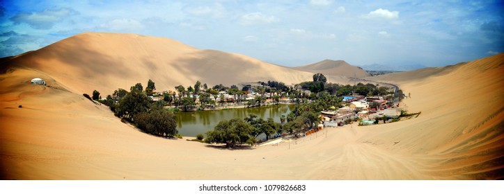 Huacachina, a desert oasis and tiny village just west of the city of Ica in southwestern Peru