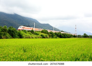 Hualien Orange Bullet Train Passes Past Stock Photo 2076570088 ...