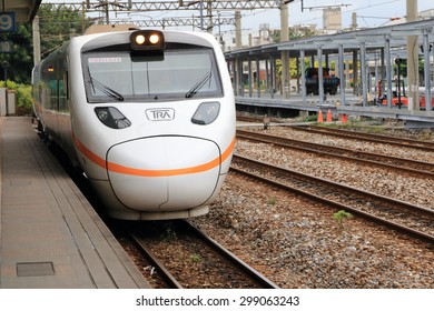 Hualien Train Station, Hualien City, Taiwan - July 20, 2015: The Taroko Express Is An Express Train Service Of The Taiwan Railway Administration.