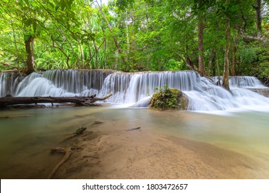 Huay Mae Khamin Waterfall ,Srinakarin Dam National Park,Si Sawat ,Kanchanaburi,Thailand,Soft focus,
